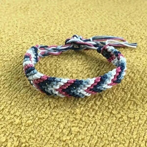 3 for $25/ Handmade Woven Pink & Blue Adjustable Bracelet NWT